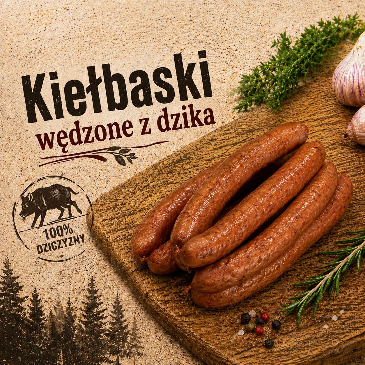 Kiełbaski wędzone z dzika